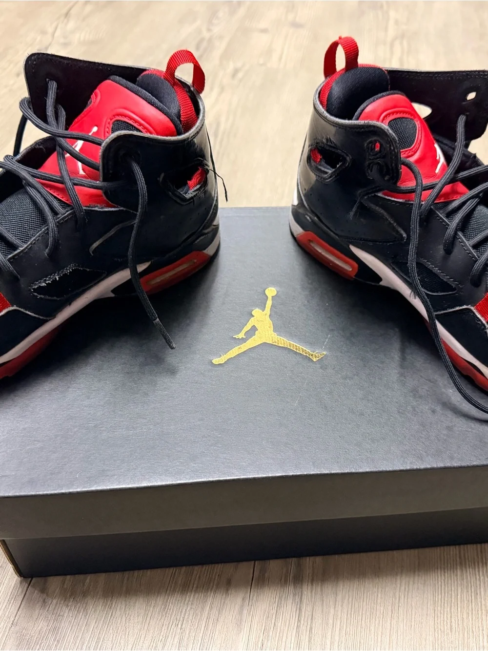 Jordan Kids Black and Red High-Top Sneakers